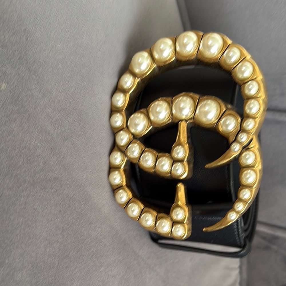 Gold and Black Belt with Pearl Accents